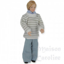 Porcelain doll man jeans and Striped Pullower