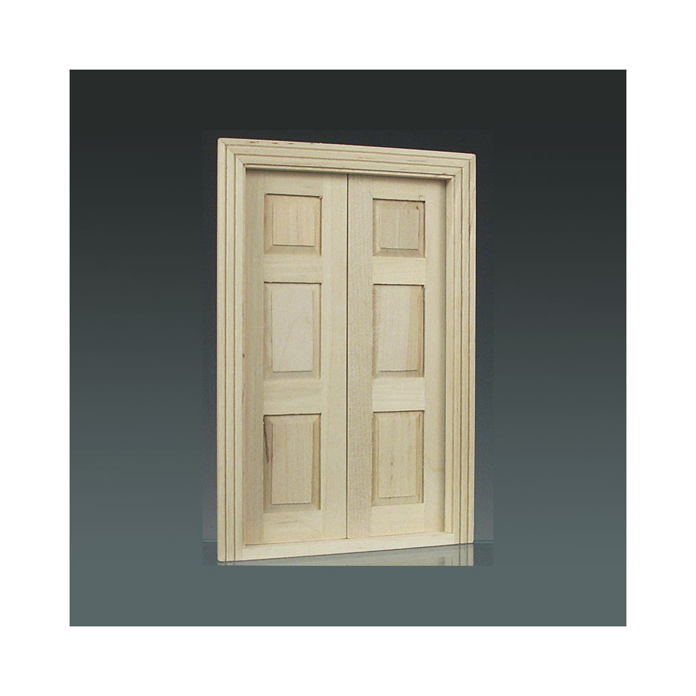 6-panels double door barewood