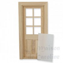 Single door half mullions bare wood
