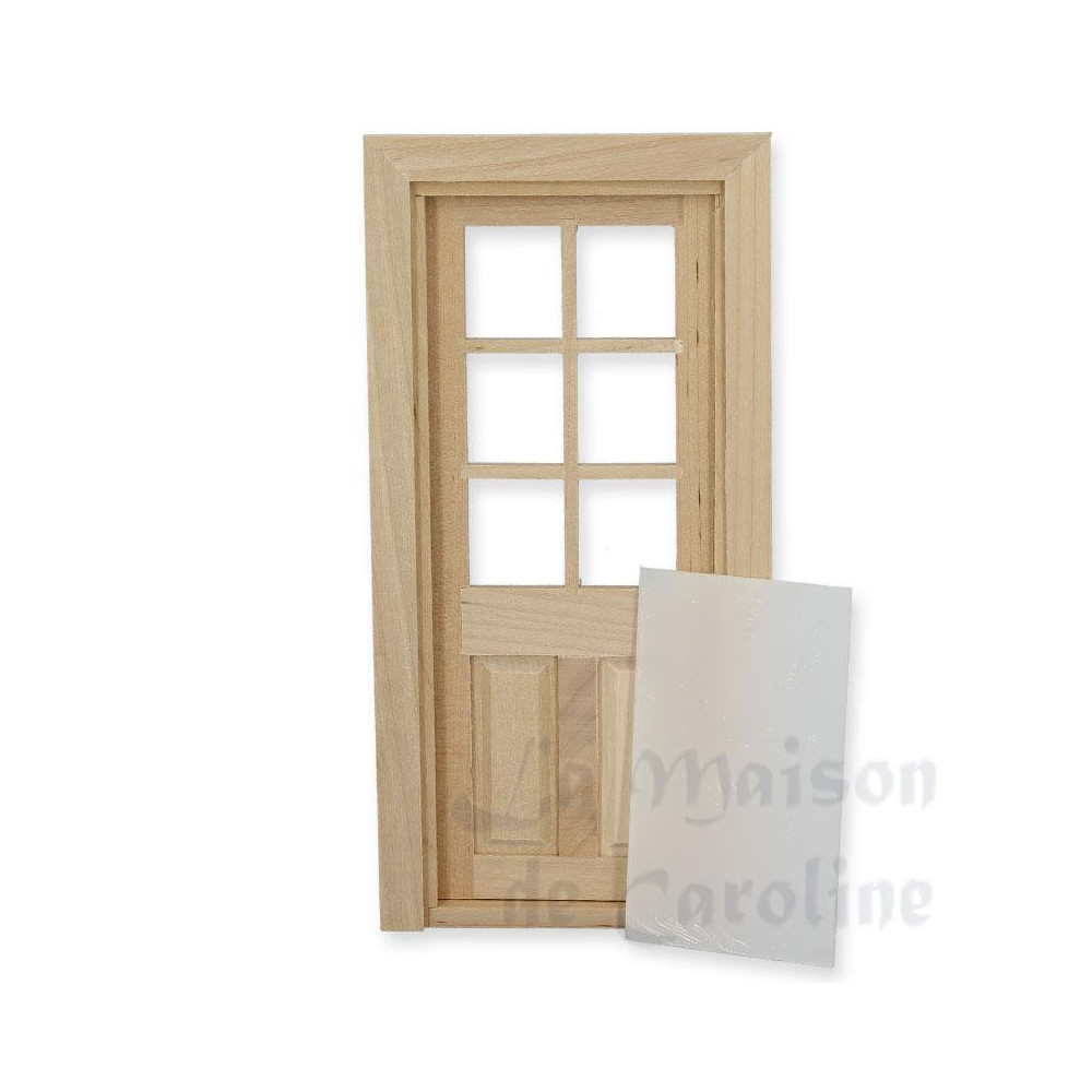 Single door half mullions bare wood