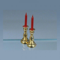 2 brass candlesticks red