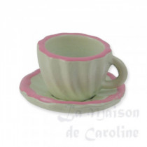 Coffee cup + saucer ,pink