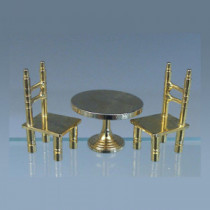 2 chairs+table brass