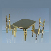 4 chairs+table brass