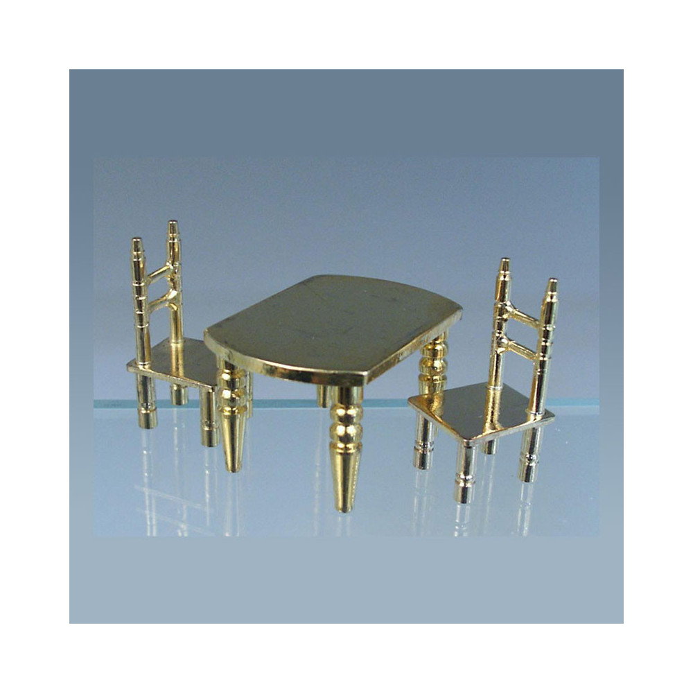 4 chairs+table brass