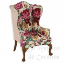 Single seat sofa walnut/flower fabric