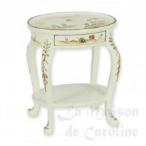 Side table oval ivory/chinese paint