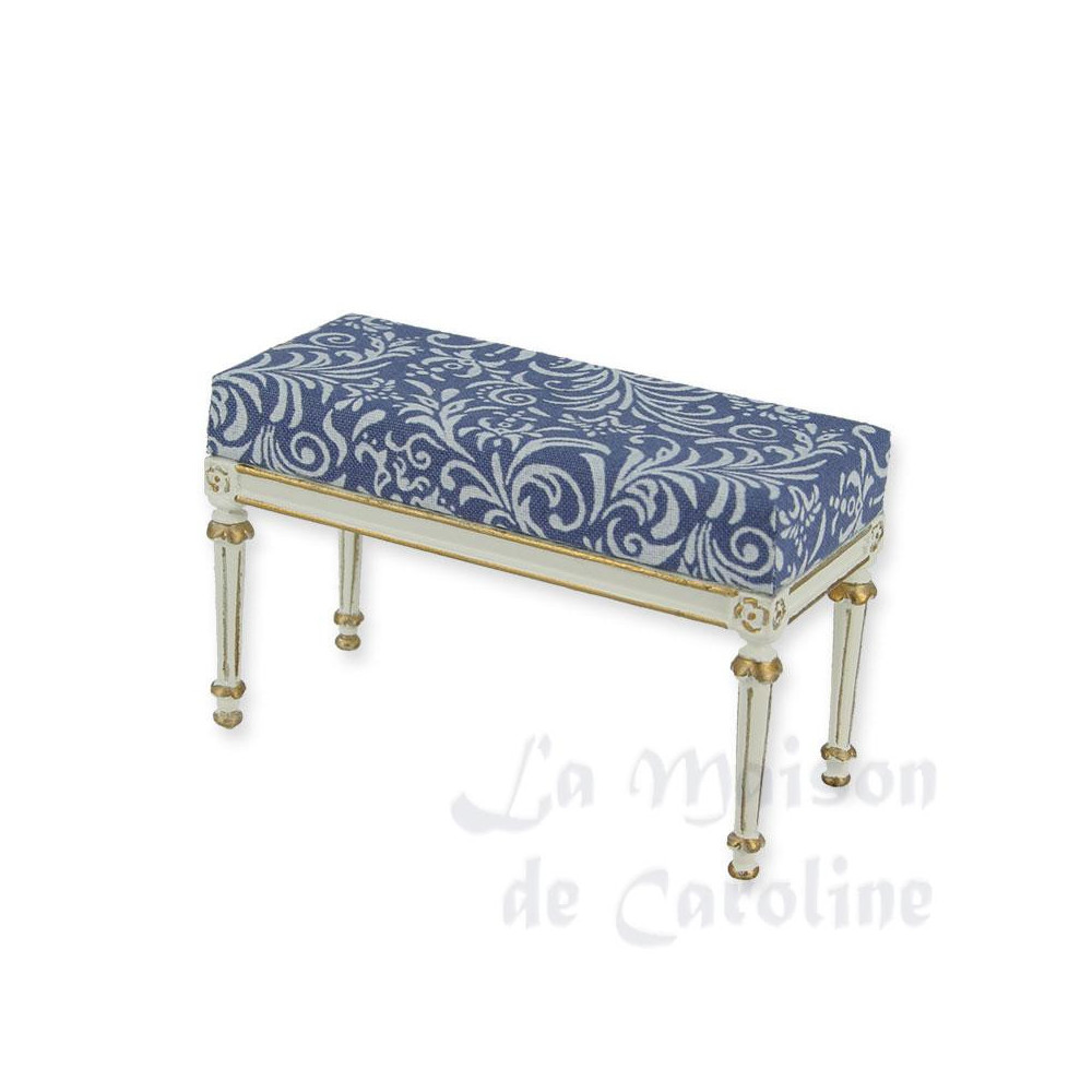 Bed stool ivory-old blue