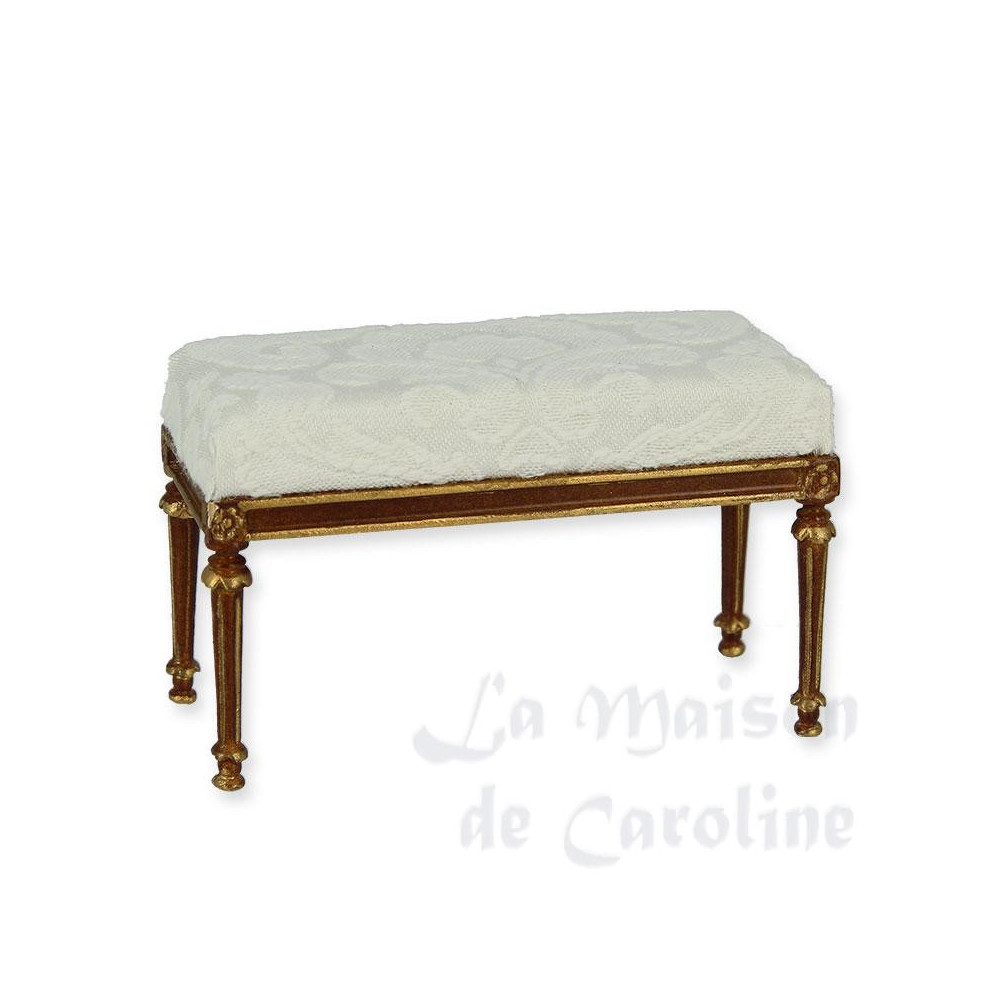 Bed stool Louis XVI walnut-gold cream
