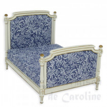 Bed Louis Ivory-gold blue fabric