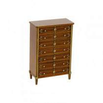 Seven drawers chest walnut gold