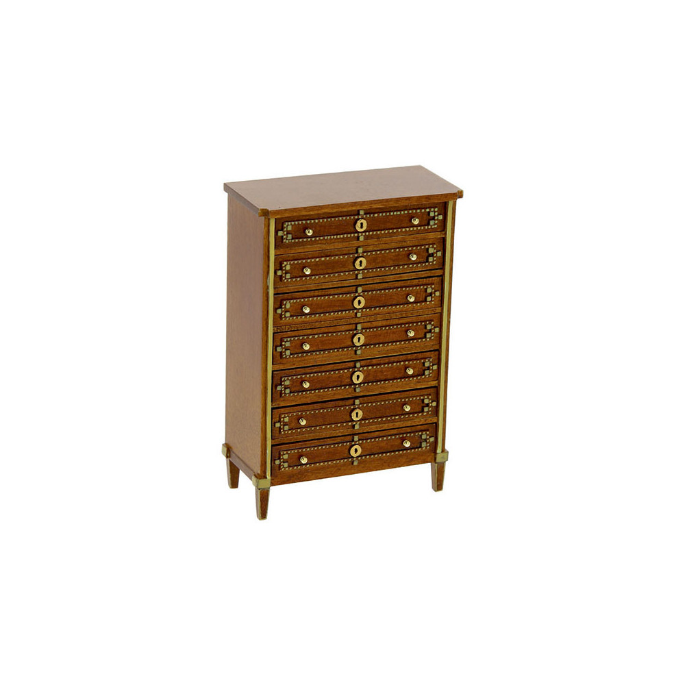 Seven drawers chest walnut gold