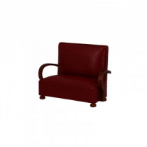 Sofa Art Deco walnut-red leather