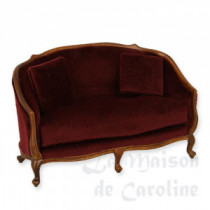 Double seat sofa Walnut violet fabric
