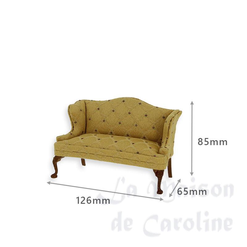 set of 2 pcs. armchair and sofa ochre walnut miniature 1:12 Bilder 2