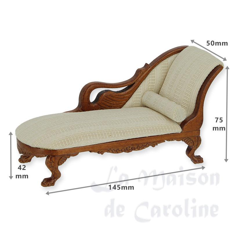 meridienne walnut with beige fabric miniature 1:12 Bilder 1
