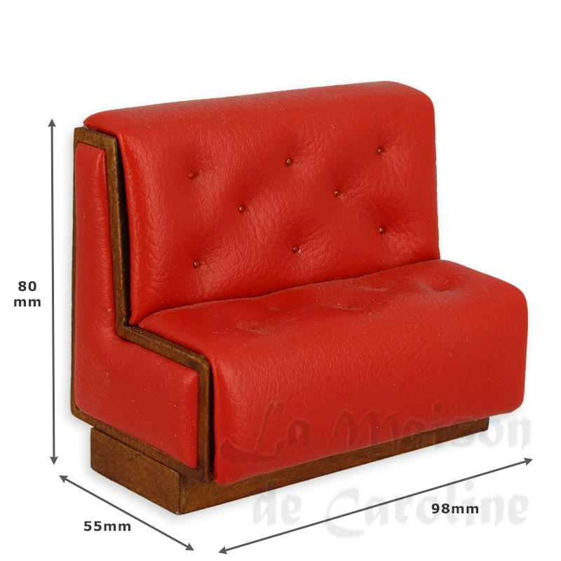 walnut bench red leather miniature 1:12 Bilder 1