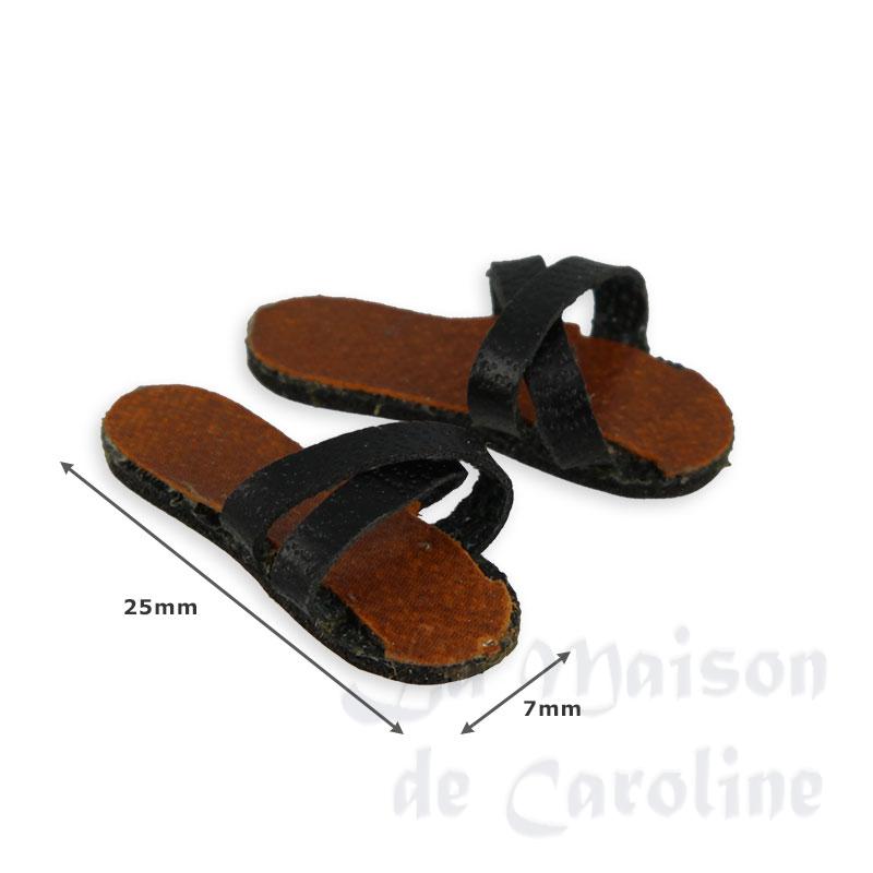 black sandal shoes miniature 1:12 Bilder 1