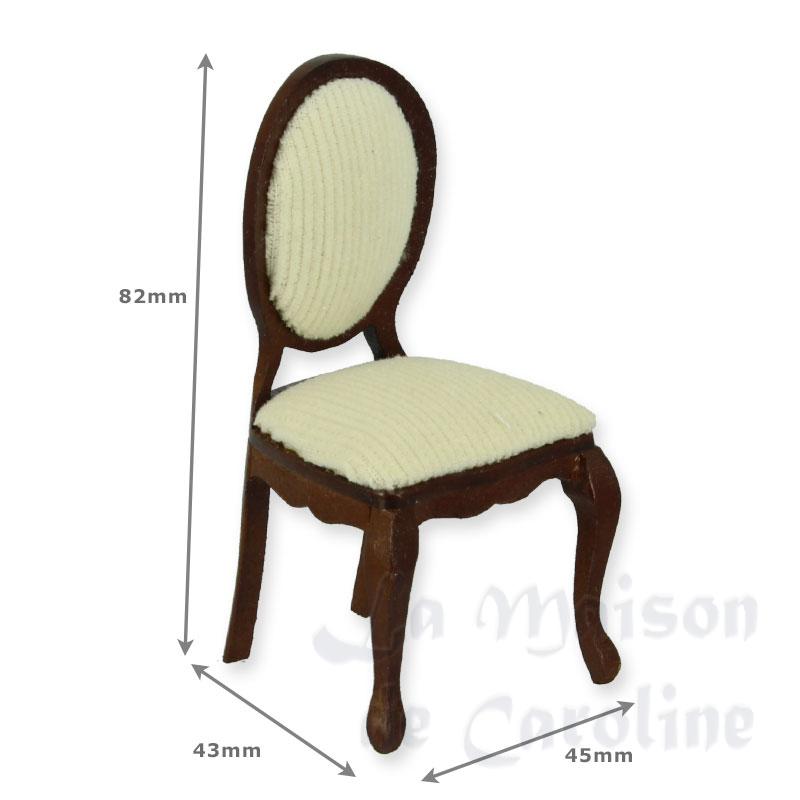 chair louis xv cream fabric walnut miniature 1:12 Bilder 1