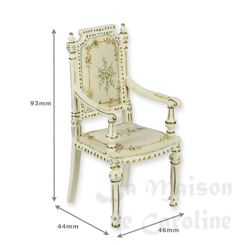 armchair louis xvi ivory flowers miniature 1:12 Bilder 1