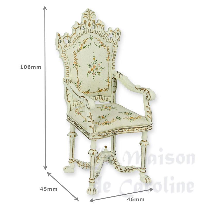 armchair louis xvi ivory flowers miniature 1:12 Bilder 1