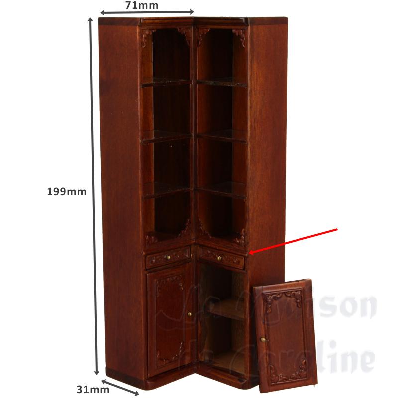 Corner medicine cabinet in walnut - DOOR MISSING -  Trianon collectible furniture 1:12 photo 2