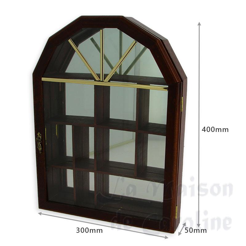 showcase walnut w/glass front door miniature 1:12 Bilder 1