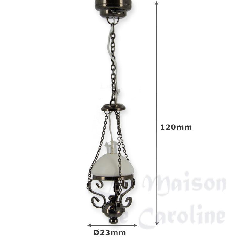 led hanging oil lamp black miniature 1:12 Bilder 1