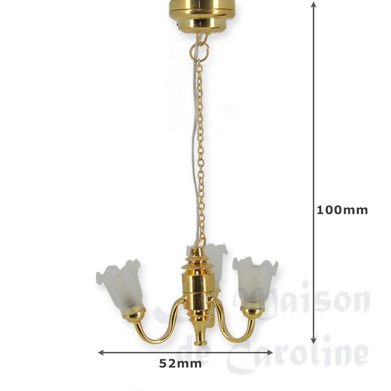led hanging lamp three frosted tulips miniature 1:12 Bilder 1