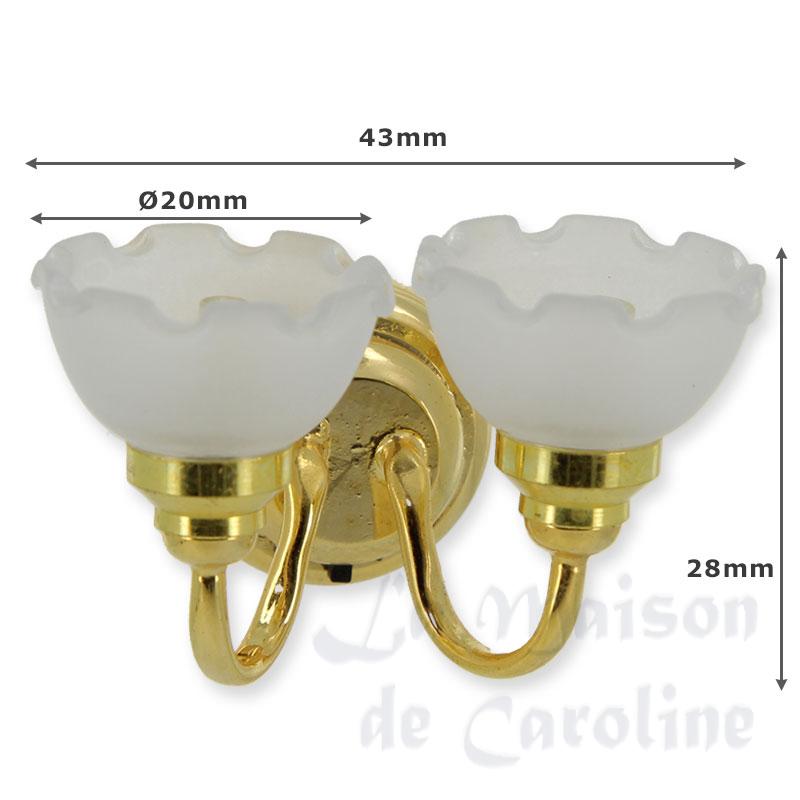 led wall lamp double frosted tulip for dollhouses 1:12 photo 2 led wall lamp double frosted tulip for dollhouses 1:12 photo 2