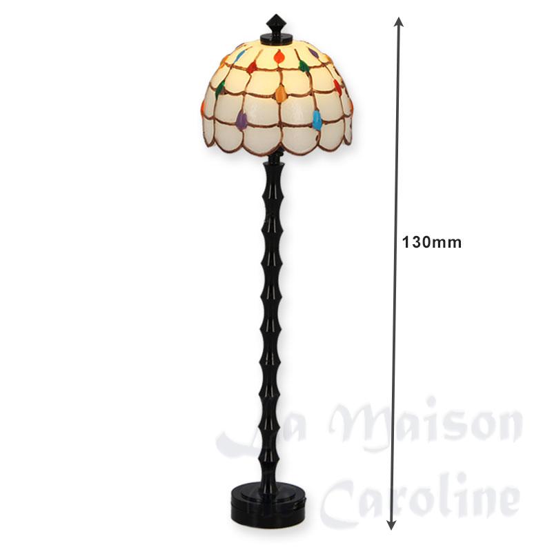tiffany black led floor lamp, white and colors miniature 1:12 Bilder 1