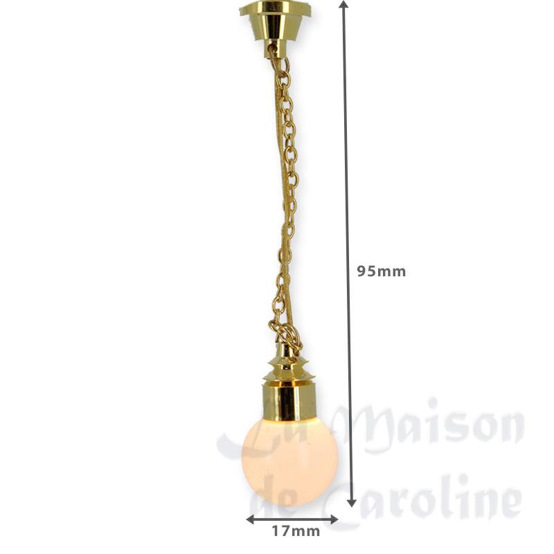 12v hanging lamp clip brass globe miniature 1:12 Bilder 1
