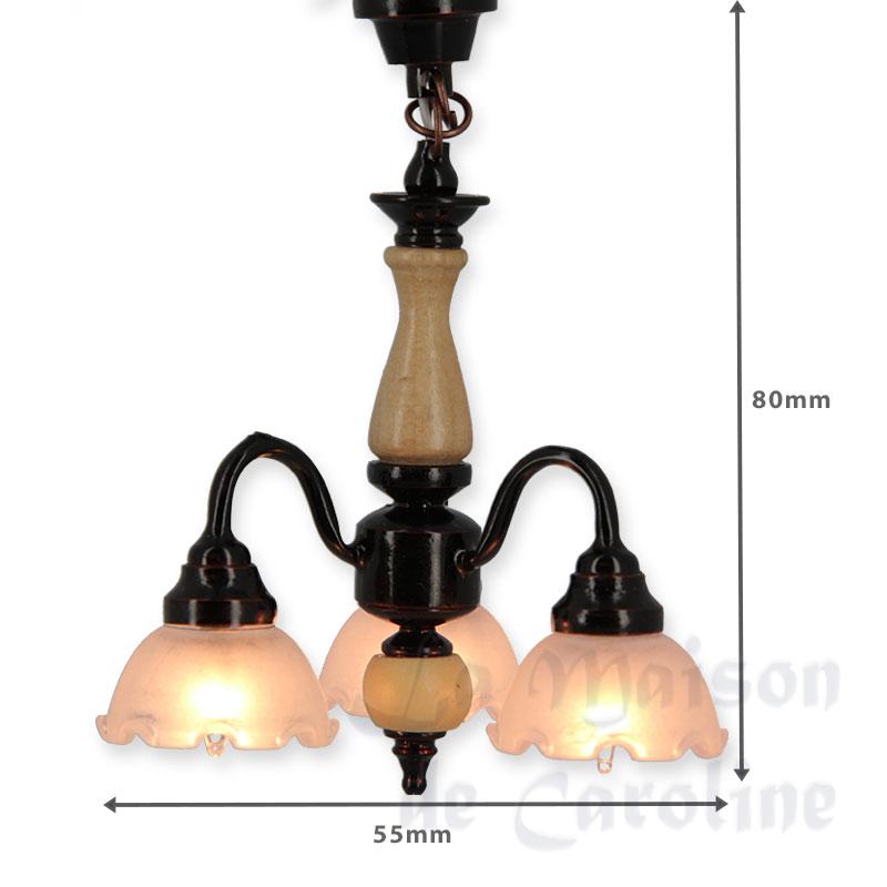 12v hanging lamp clip black 3 tulips miniature 1:12 Bilder 1