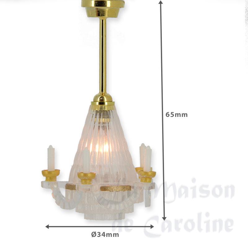 chandelier 12v gold 5 arms clip miniature 1:12 Bilder 1