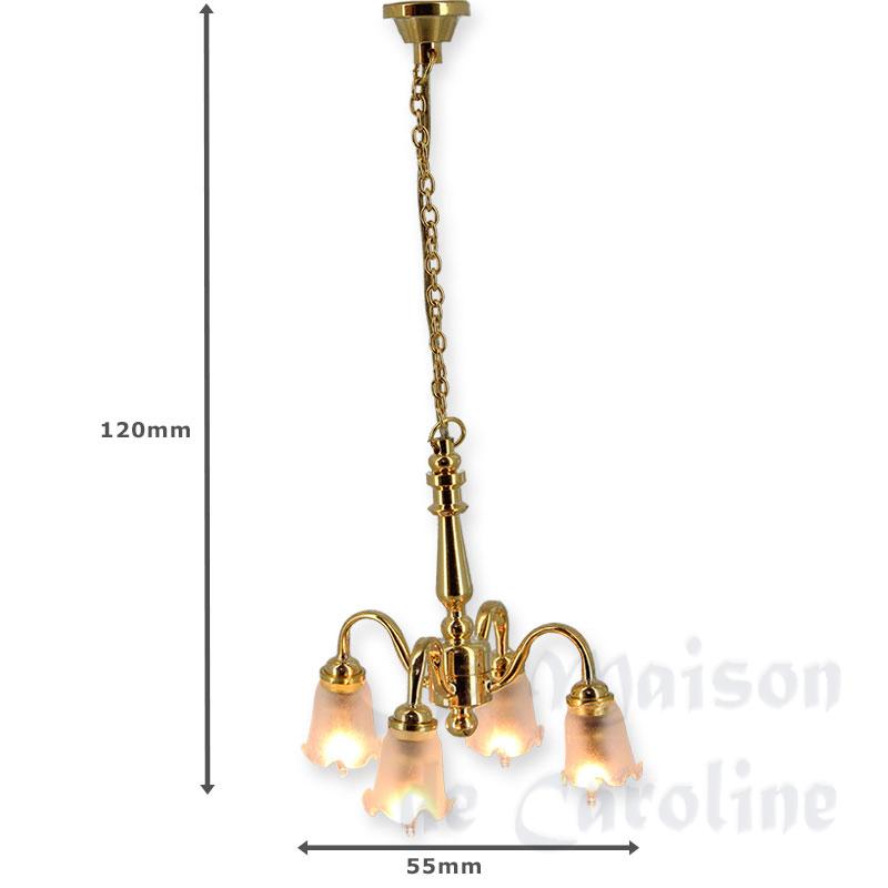 12v chandelier clip antique 4 tulips miniature 1:12 Bilder 1