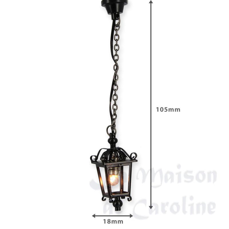 12v hanging lamp lantern black miniature 1:12 Bilder 1