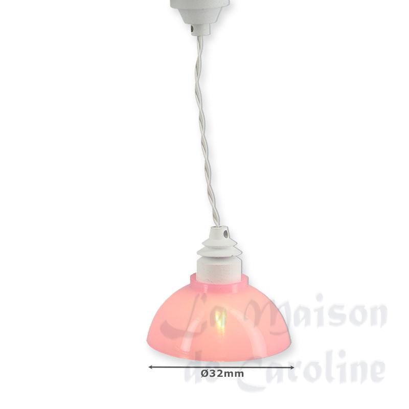 12v hanging lamp white and pink shade miniature 1:12 Bilder 1