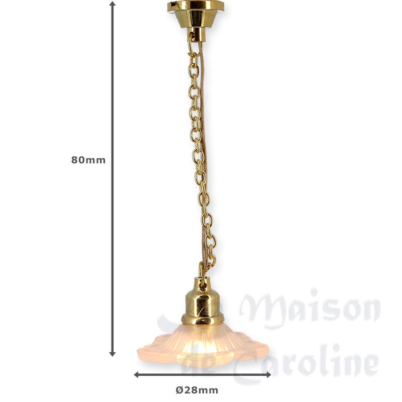 12v hanging lamp clip white flower miniature 1:12 Bilder 1