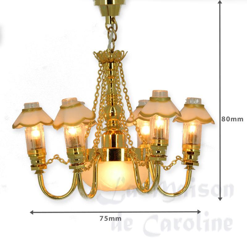 12v chandelier clip antique 6 glasses miniature 1:12 Bilder 1