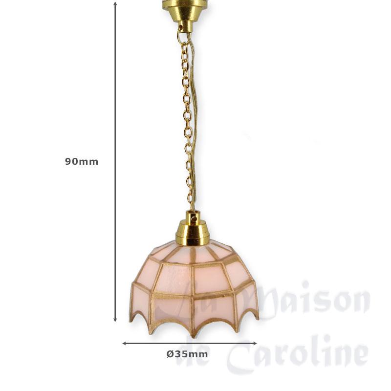 12v hanging lamp tiffany white shade miniature 1:12 Bilder 1