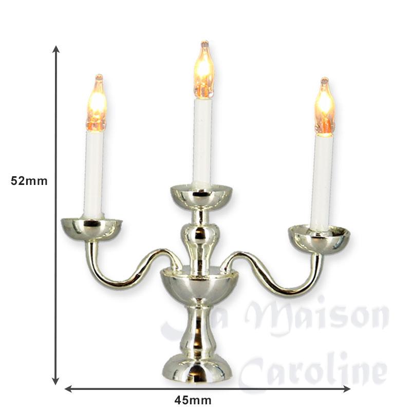 12v candlestick silver 3 arms miniature 1:12 Bilder 1