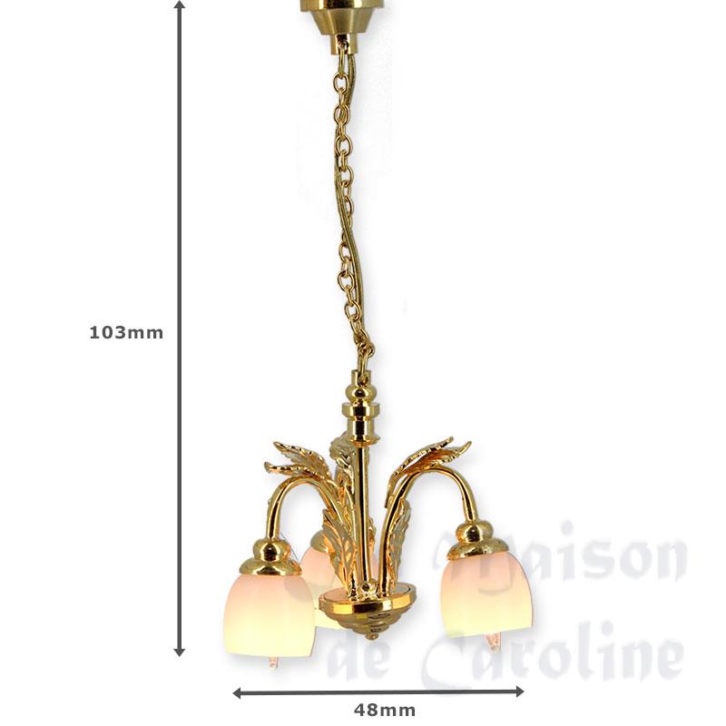 12v hanging lamp clip brass 3 flutes miniature 1:12 Bilder 1
