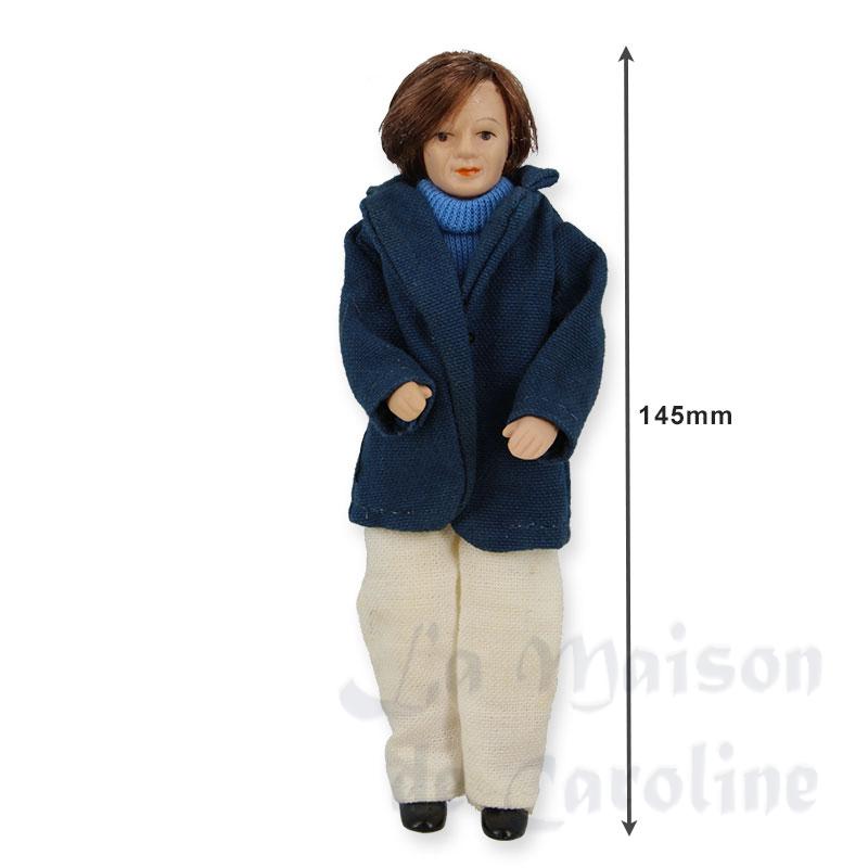 porcelain doll white trousers miniature 1:12 Bilder 1