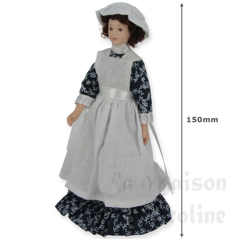 porcelain black dress maid - nurse miniature 1:12 Bilder 1