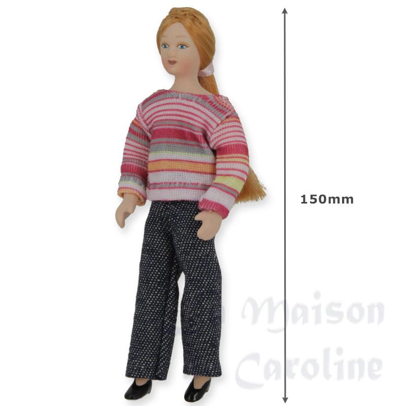 lady pink striped pullover miniature 1:12 Bilder 1