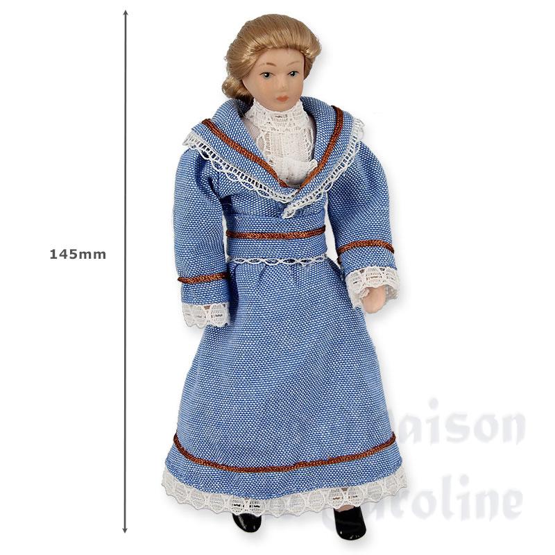 porcelain women blue dress miniature 1:12 Bilder 1