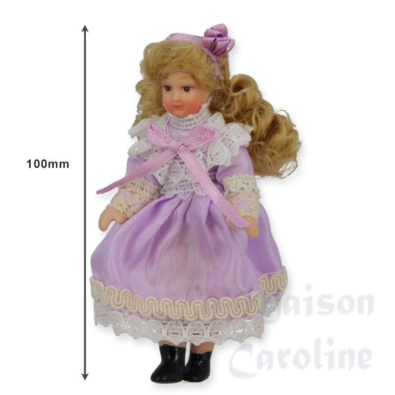 porcelain doll girl with pink lace dress miniature 1:12 Bilder 1