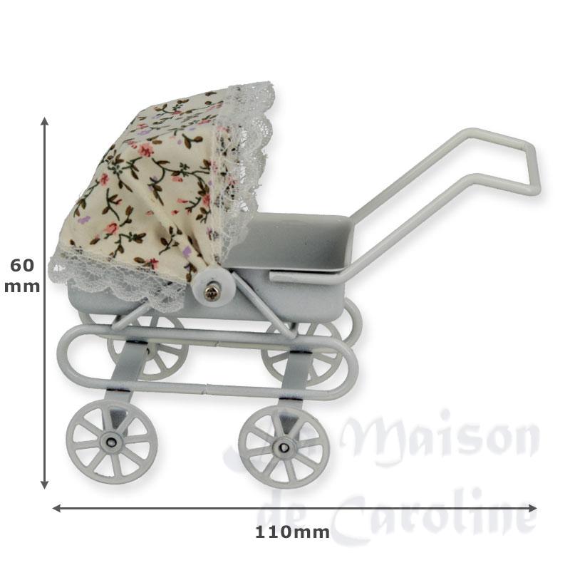 baby carriage white twin handles miniature 1:12 Bilder 1