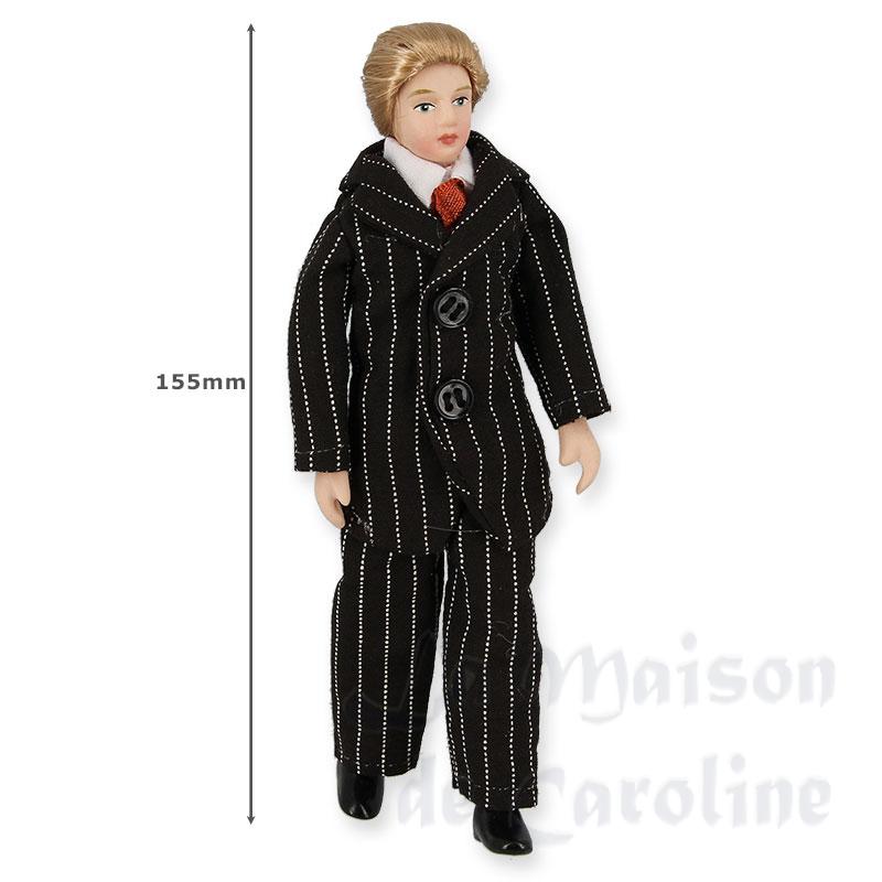 porcelain man striped suit miniature 1:12 Bilder 1