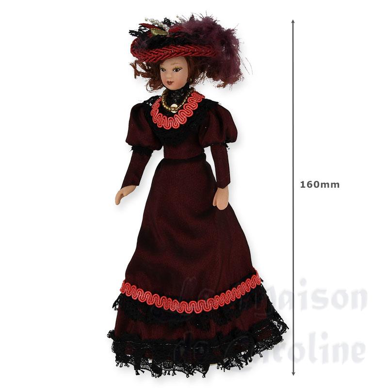 bordeaux dress porcelain doll miniature 1:12 Bilder 1